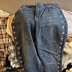 T.J.Maxx Blue Heart-Accent Straight Leg Jeans